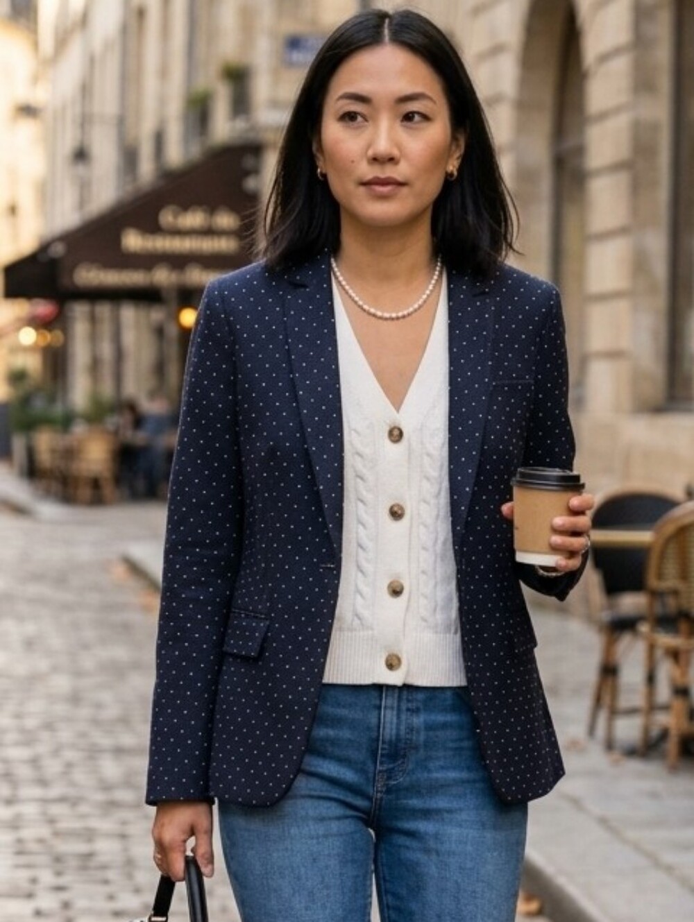 Banana Republic Jacquard Navy Cotton Stretch Blazer 10